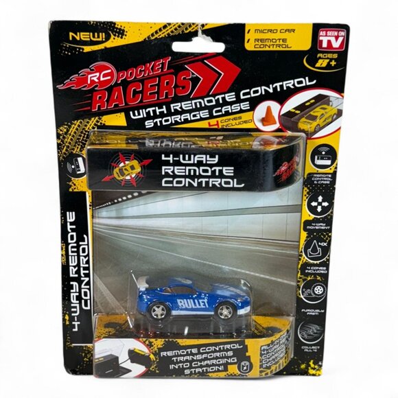 RC Pocket Racers 4-Way Remote Control Micro Car - Blue Bullet - Picture 1 of 5